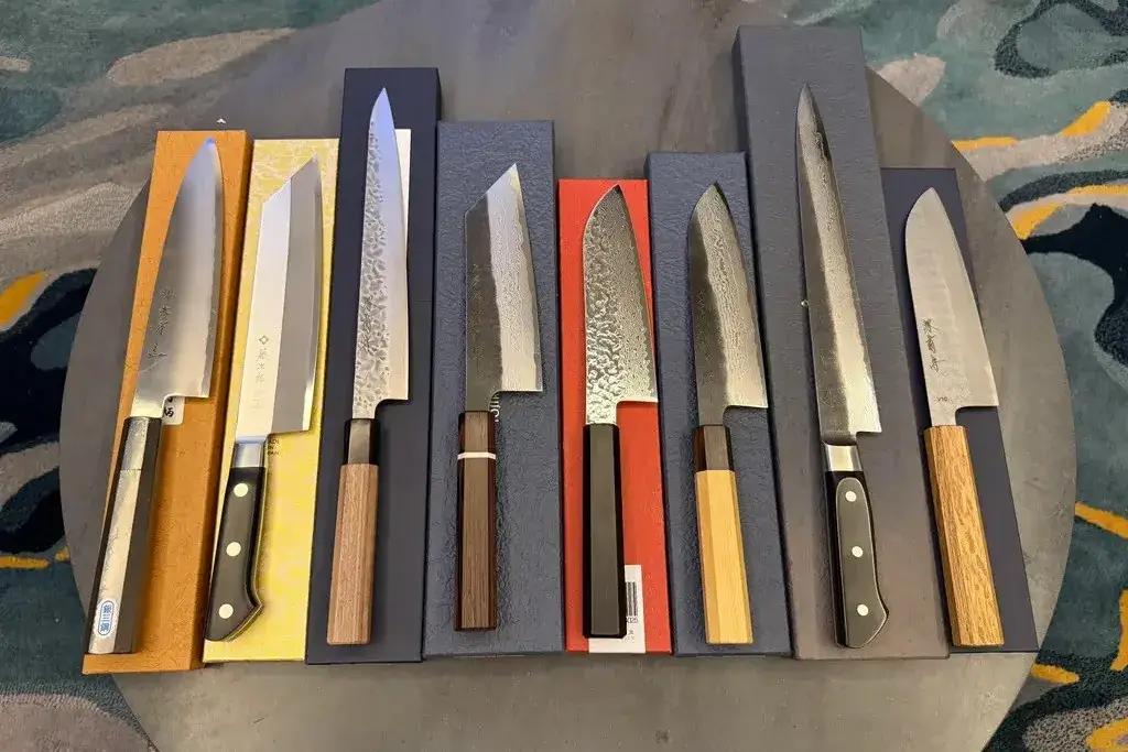 A home collection of Japanese knives.